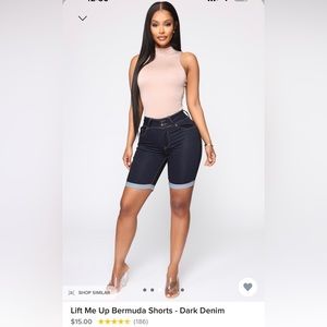 Lift Me Up Bermuda Shorts - Dark Wash